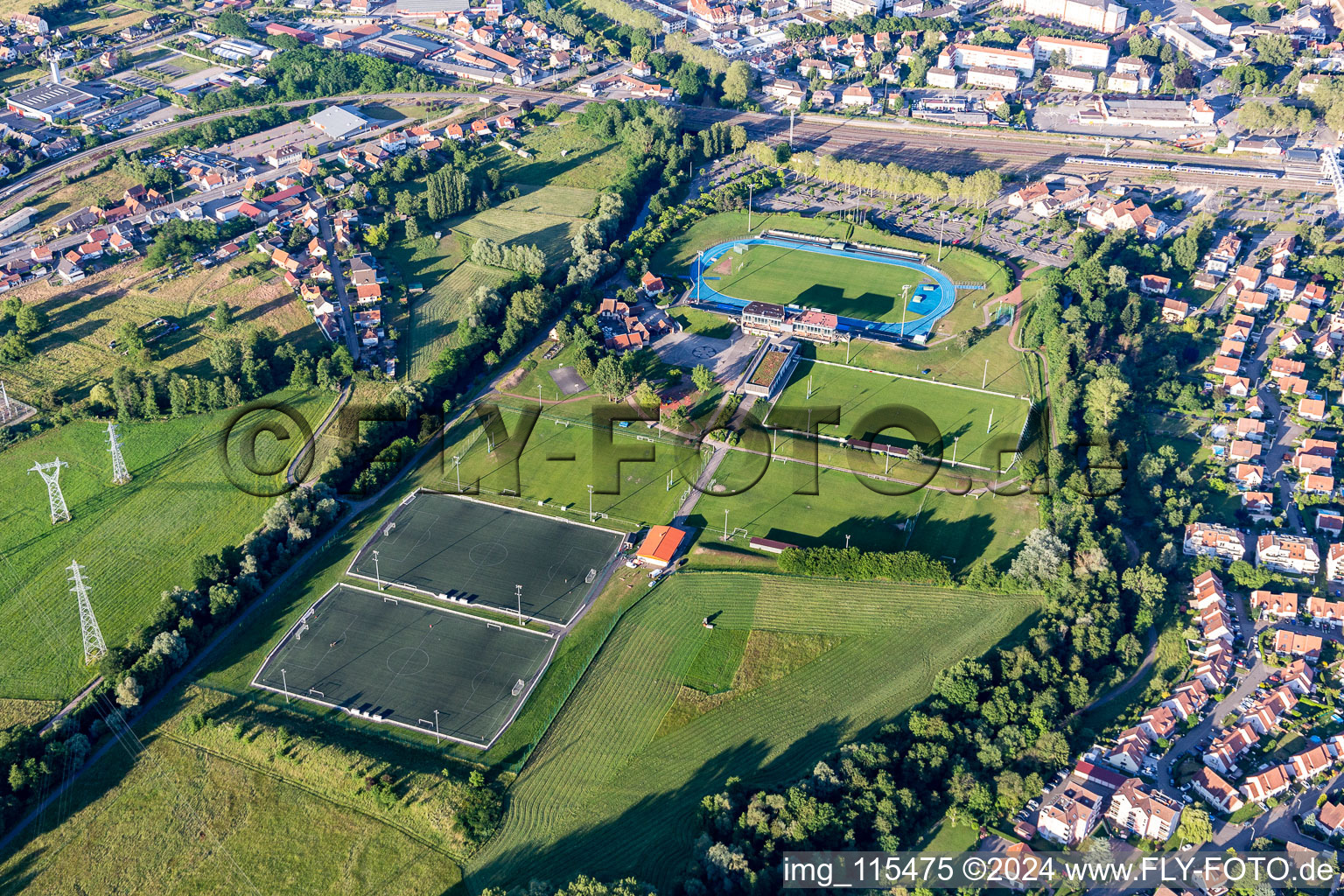 Ensemble of sports grounds of Football Club Haguenau in Parc of Sports de Haguenau in Haguenau in Grand Est, France