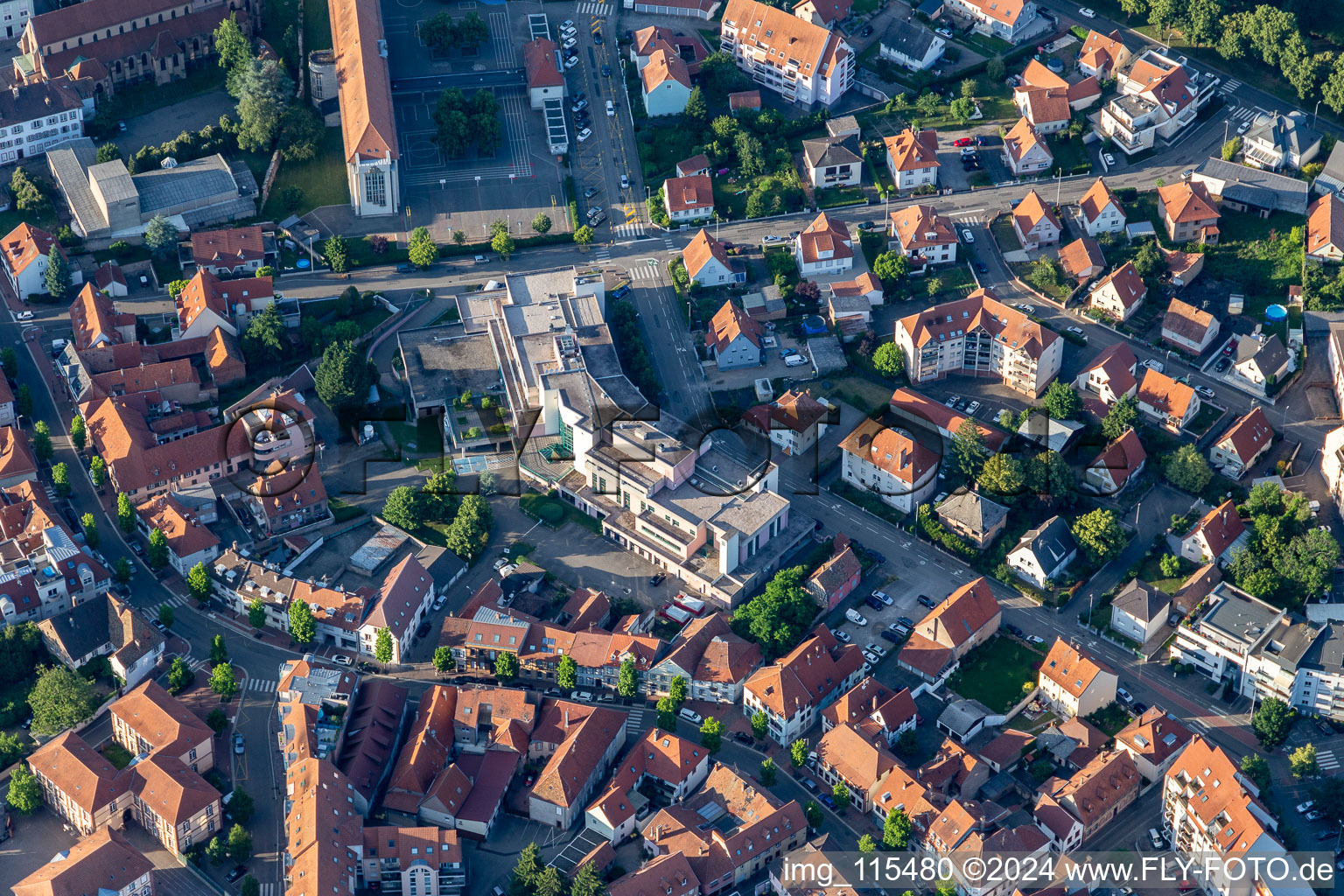 Aerial view of Hagenau in the state Bas-Rhin, France