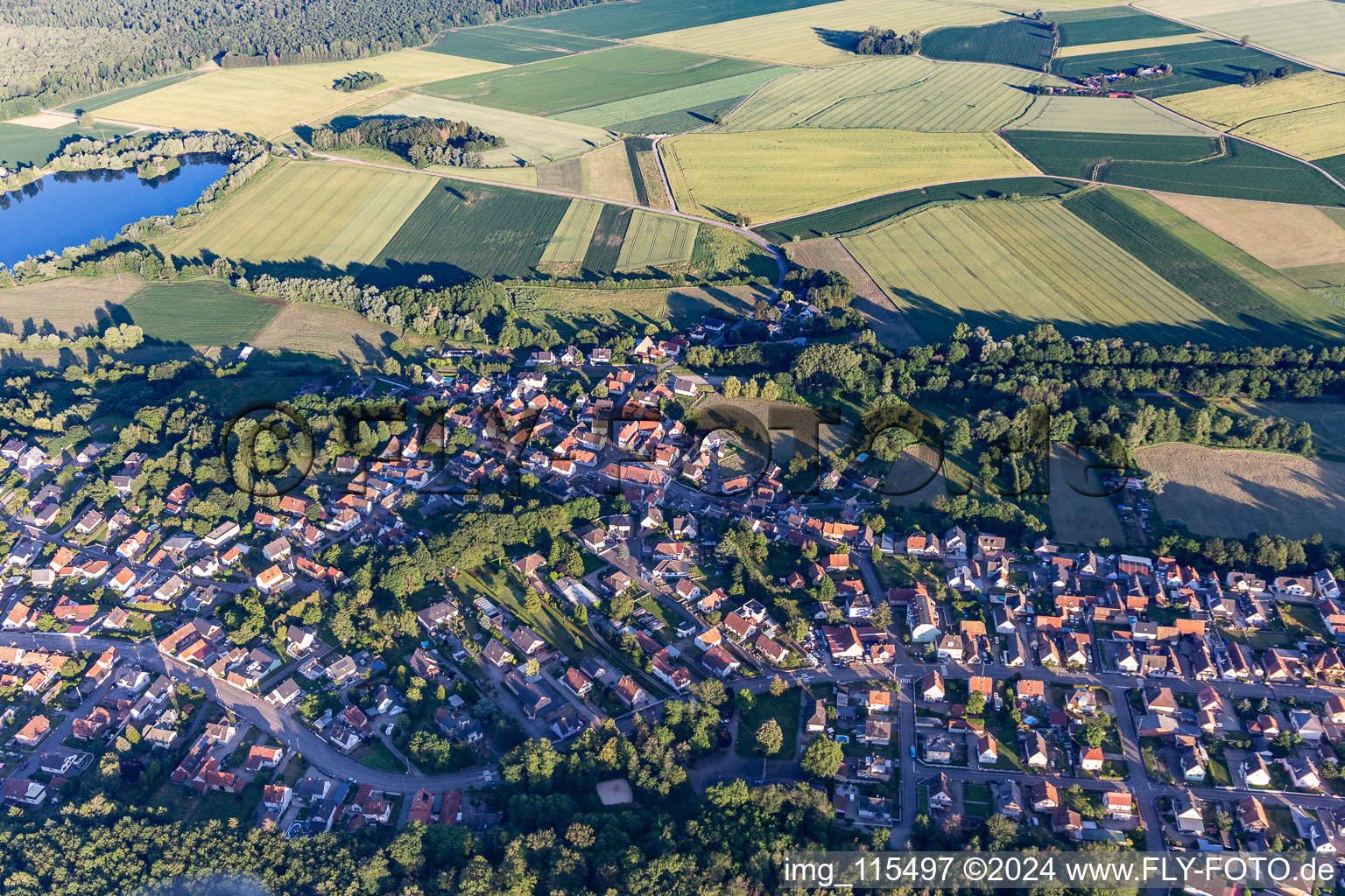 Schirrhoffen in the state Bas-Rhin, France from above