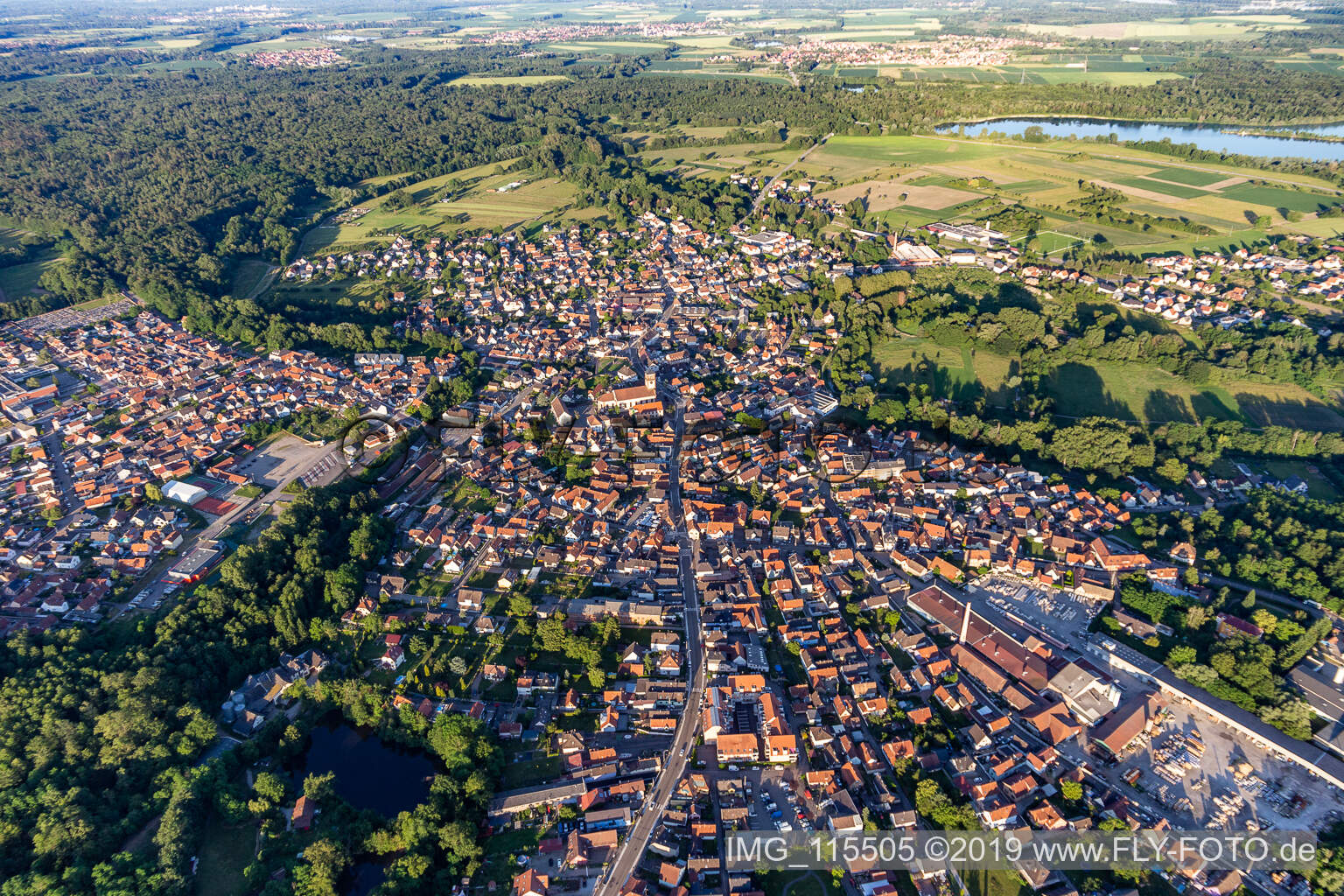 Haguenau in the state Bas-Rhin, France from the drone perspective