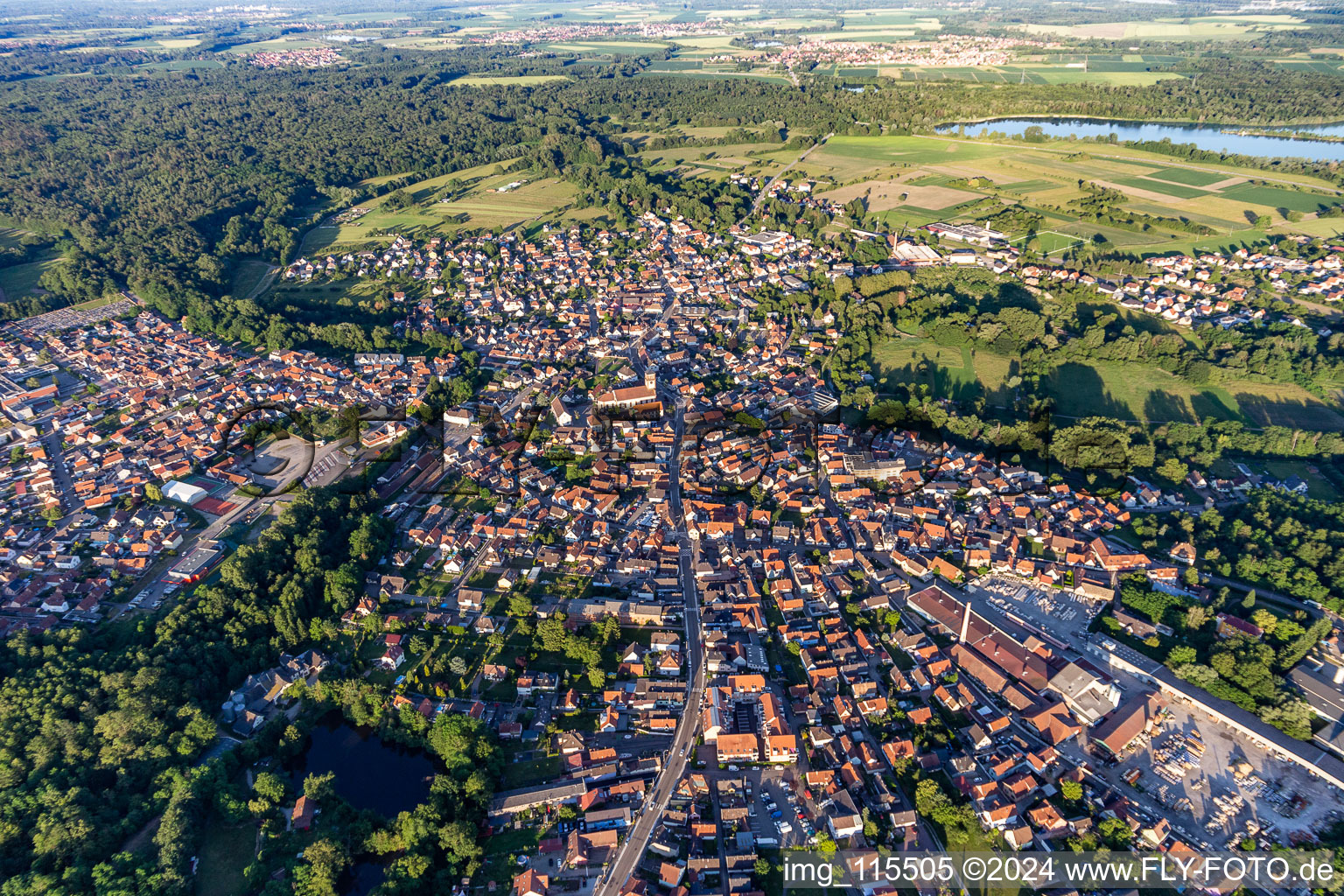 Aerial view of District Ceinture Forêt Nord in Hagenau in the state Bas-Rhin, France