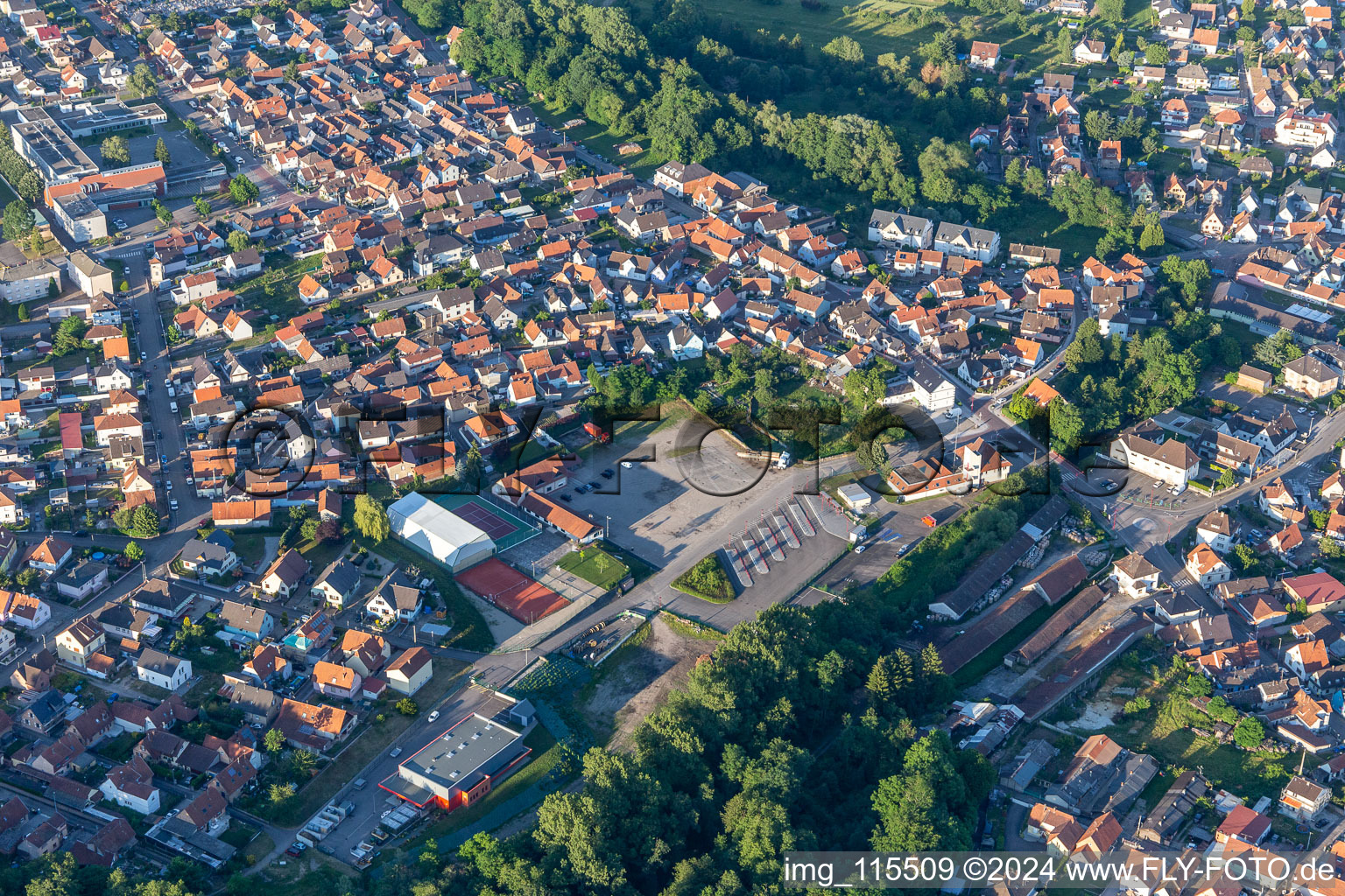 Soufflenheim in the state Bas-Rhin, France from the drone perspective