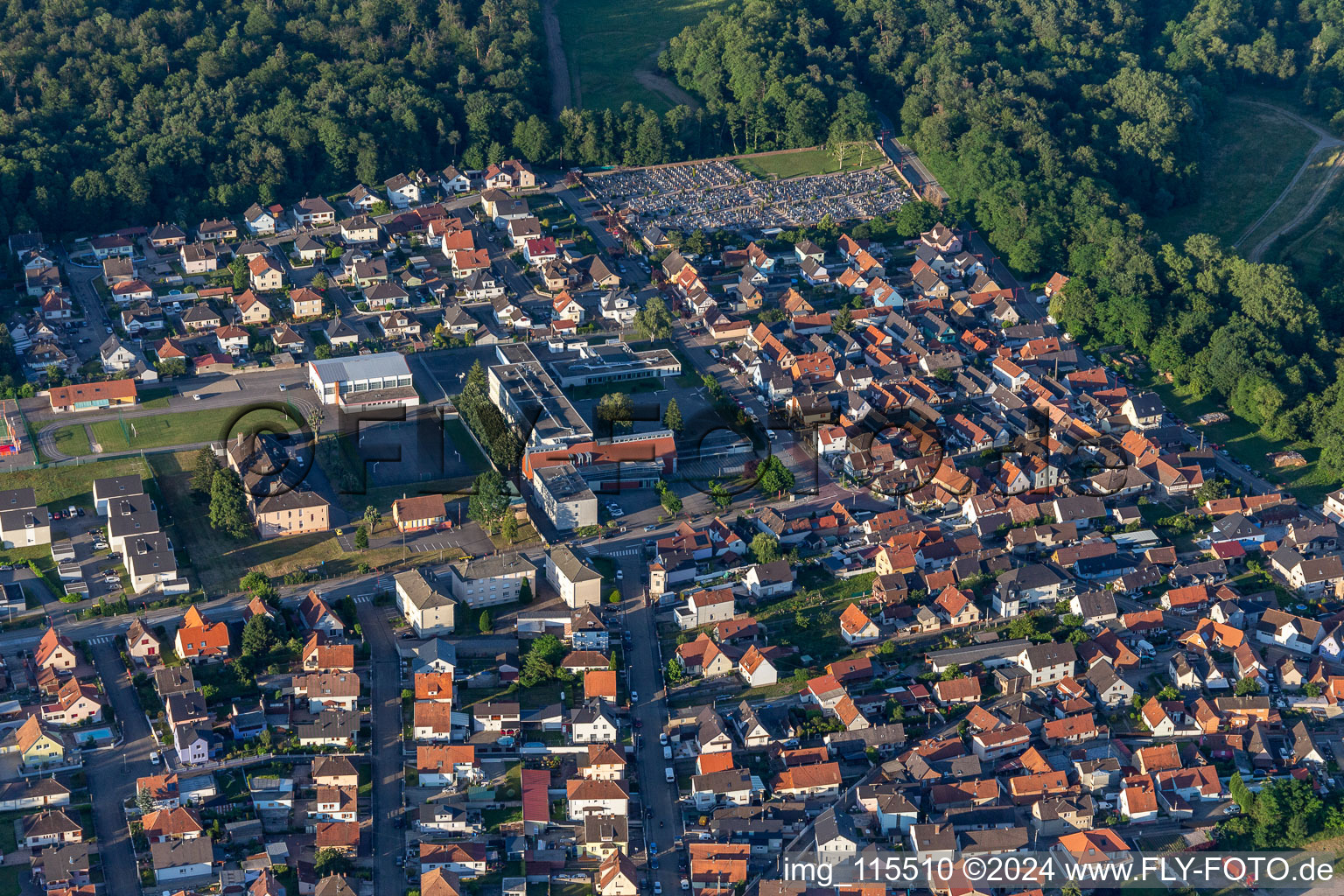 Soufflenheim in the state Bas-Rhin, France from a drone