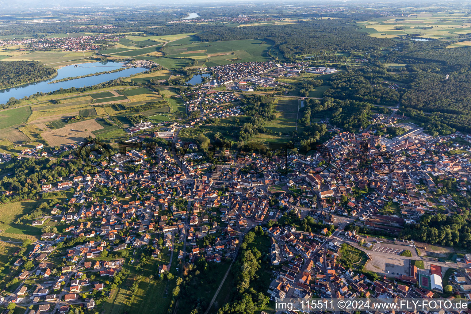 Soufflenheim in the state Bas-Rhin, France seen from a drone