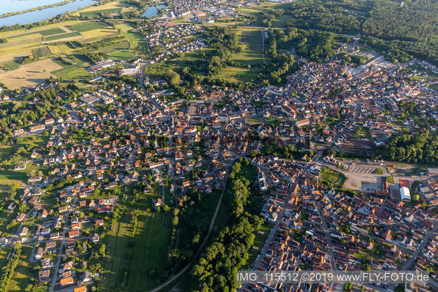 Aerial view of Soufflenheim in the state Bas-Rhin, France