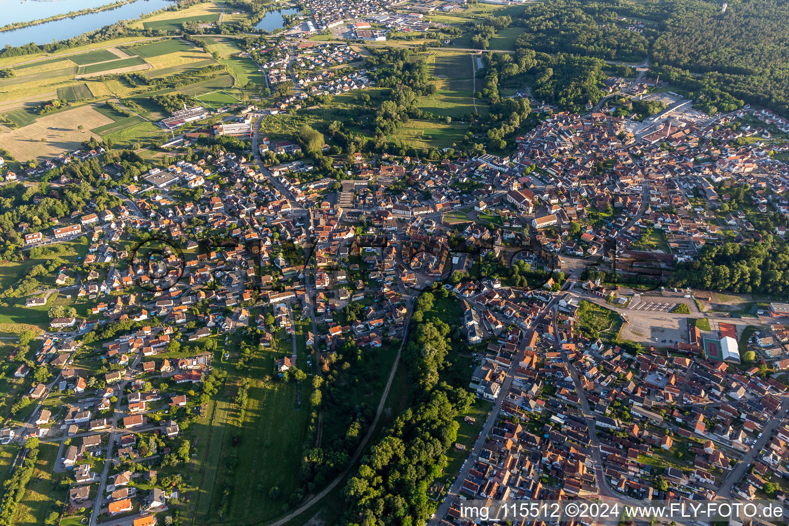 Aerial view of Soufflenheim in the state Bas-Rhin, France