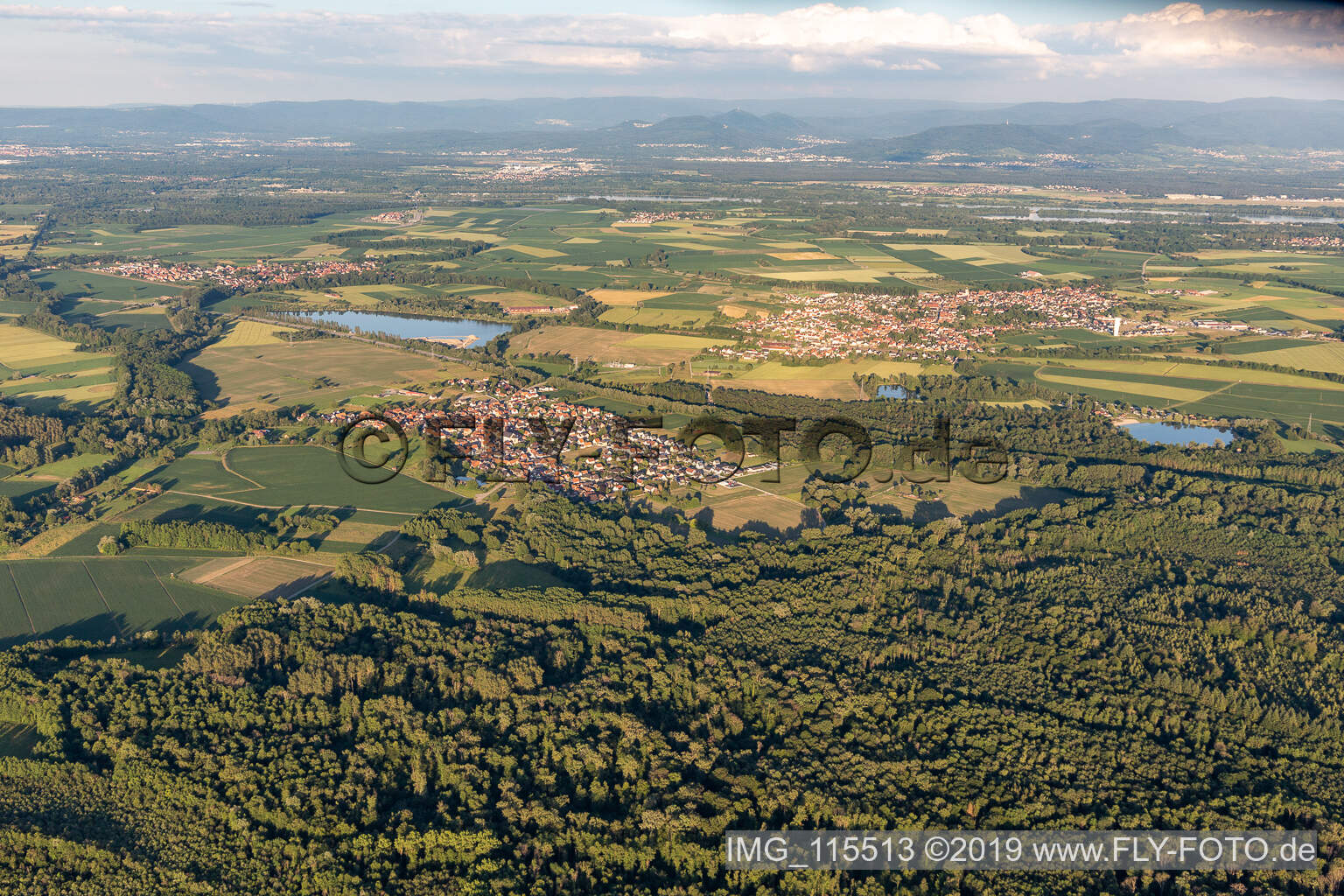 Aerial view of Leutenheim in the state Bas-Rhin, France