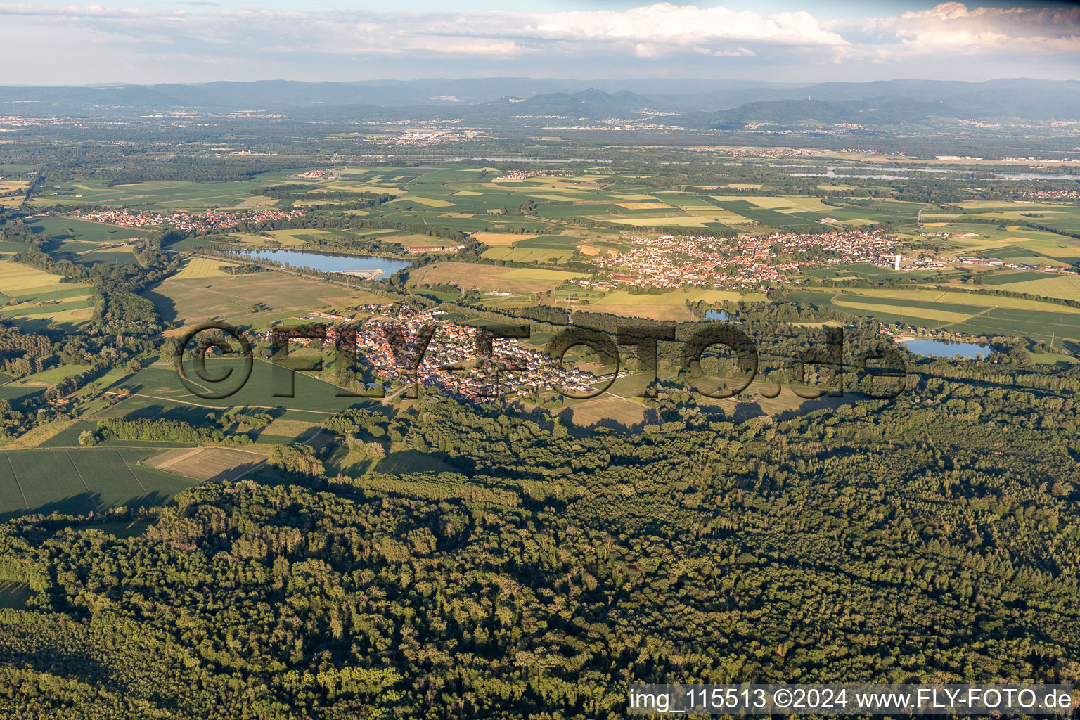 Aerial view of Leutenheim in the state Bas-Rhin, France