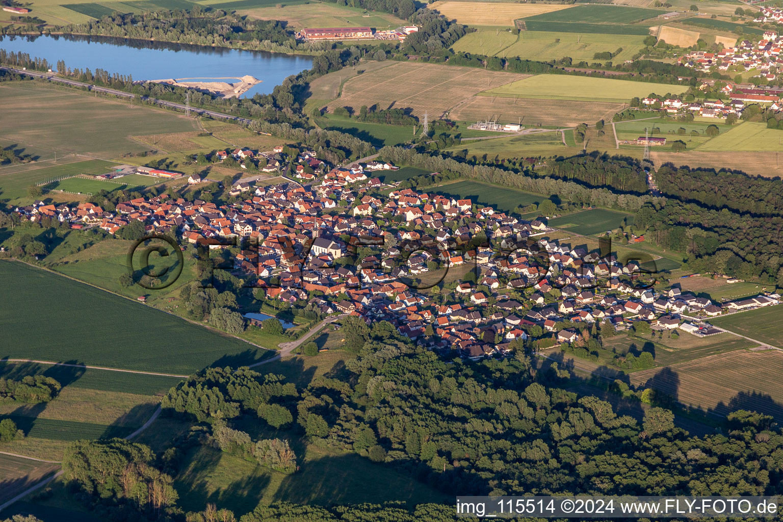 Aerial photograpy of Leutenheim in the state Bas-Rhin, France