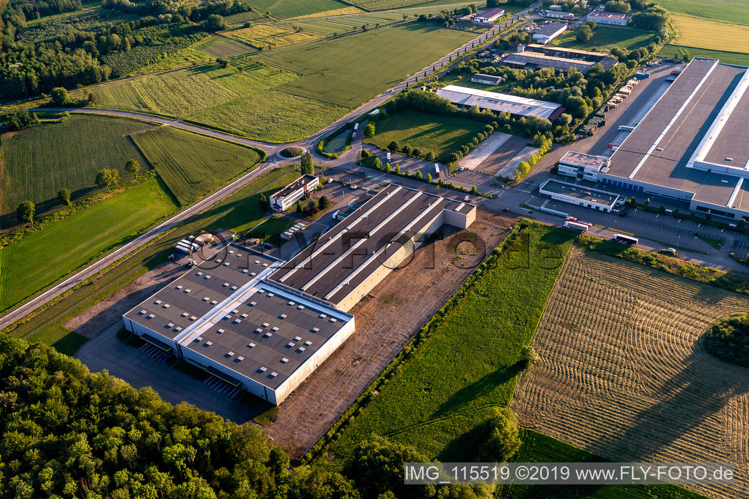 Aerial view of Daimler AG in Hatten in the state Bas-Rhin, France