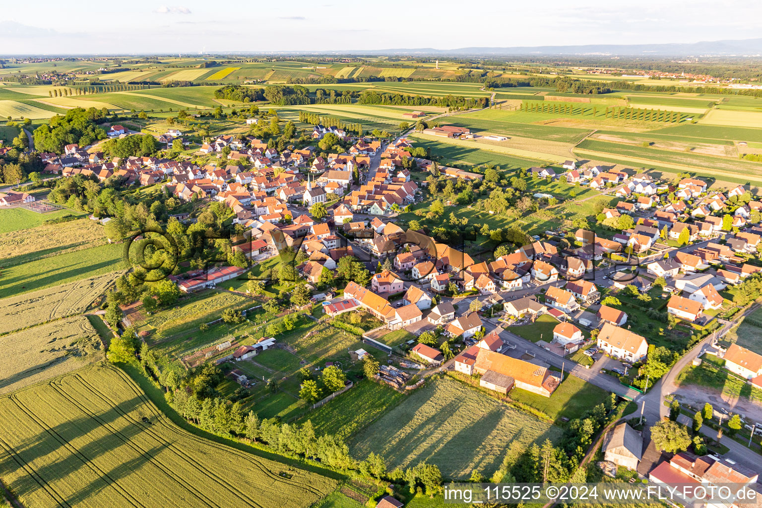 Drone recording of Buhl in the state Bas-Rhin, France