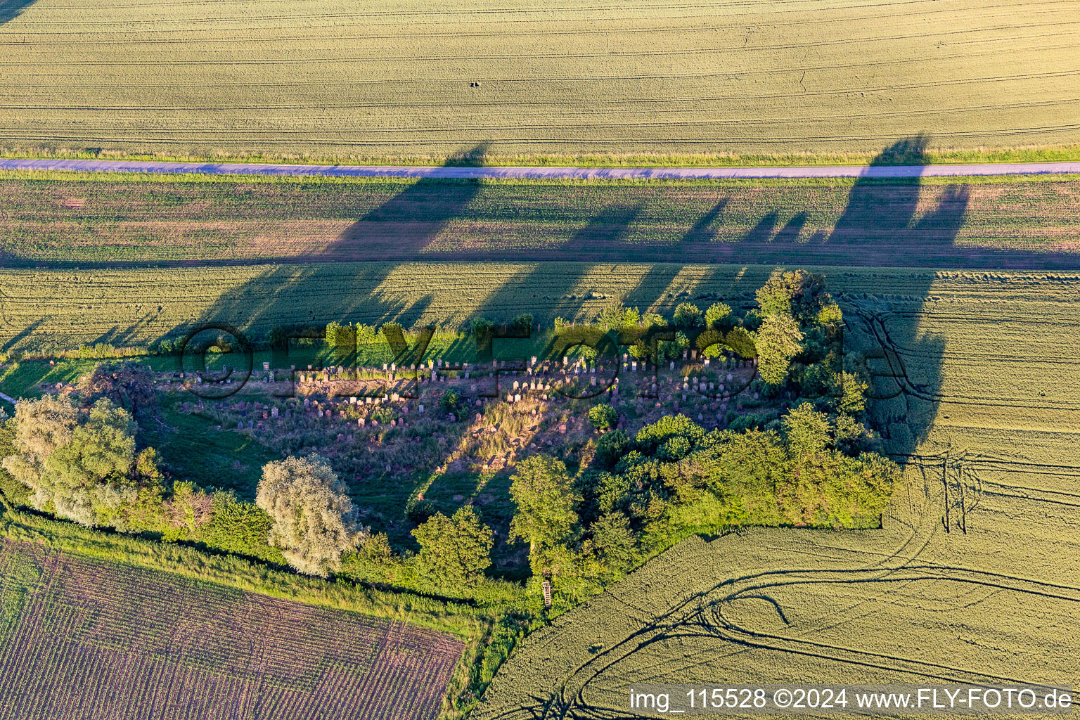 Aerial view of Jewish Cemetery in Trimbach in the state Bas-Rhin, France