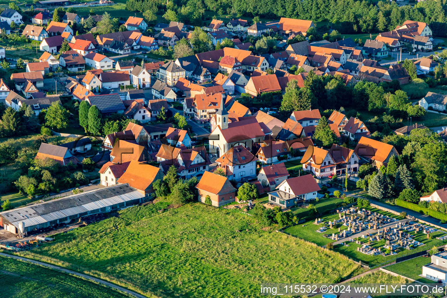 Trimbach in the state Bas-Rhin, France seen from above