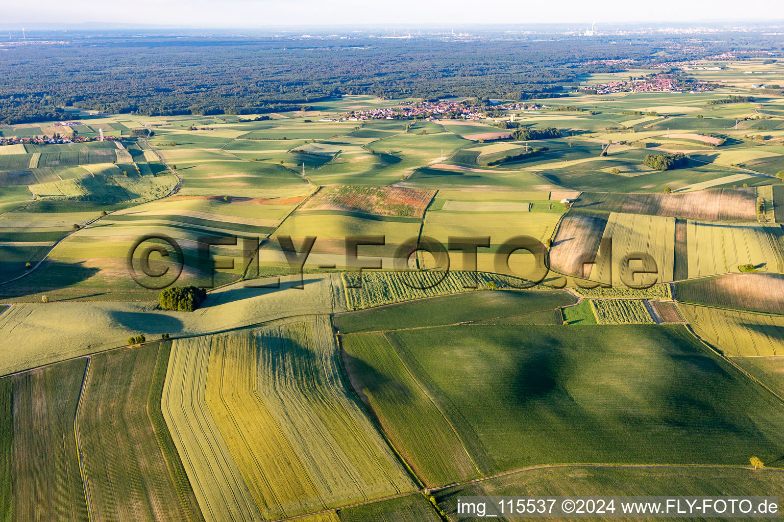 Aerial view of Seebach in the state Bas-Rhin, France