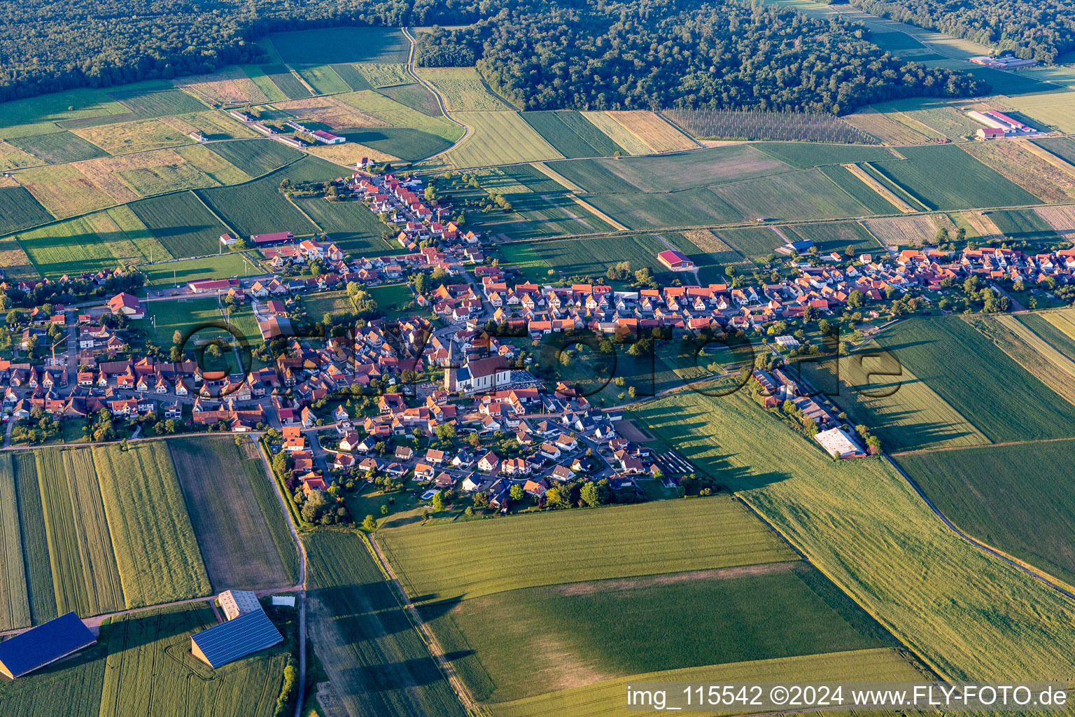 Schleithal in the state Bas-Rhin, France seen from a drone