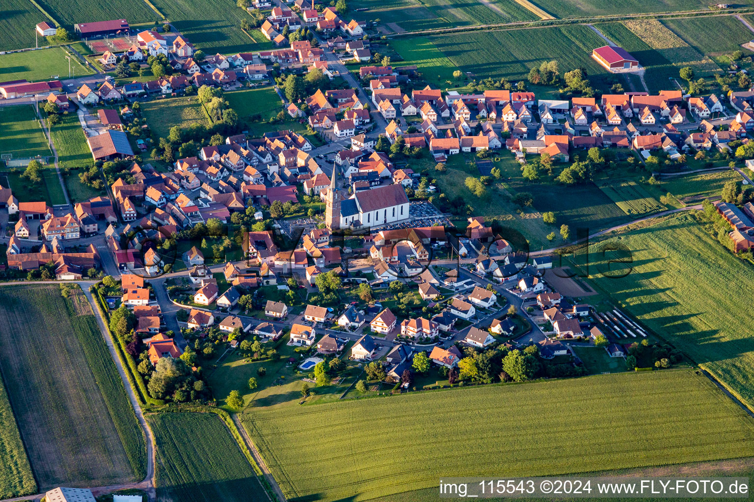 Aerial view of Schleithal in the state Bas-Rhin, France