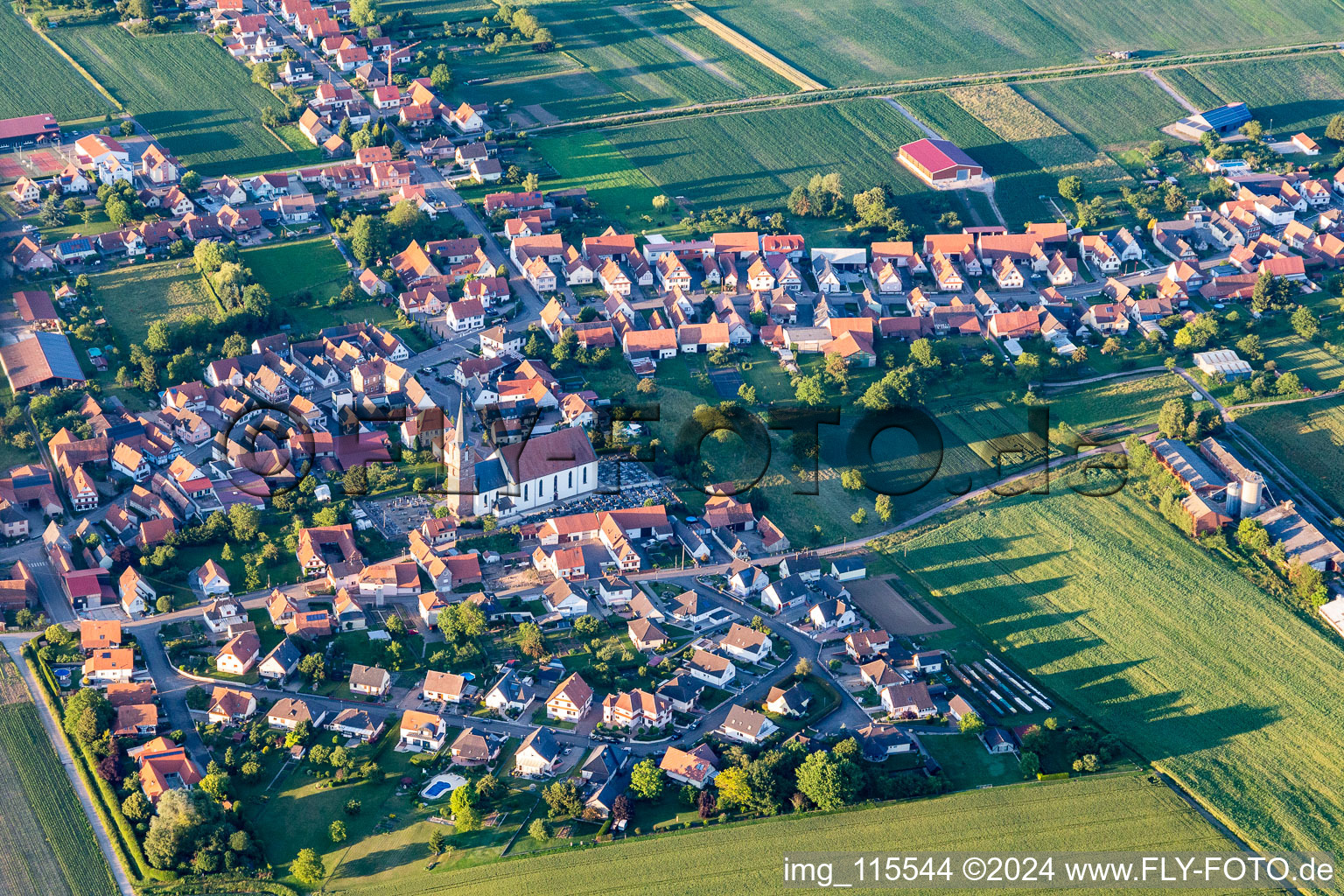 Aerial photograpy of Schleithal in the state Bas-Rhin, France