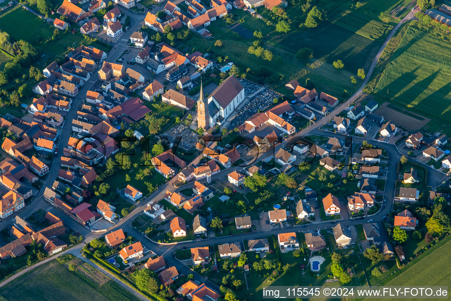 Oblique view of Schleithal in the state Bas-Rhin, France