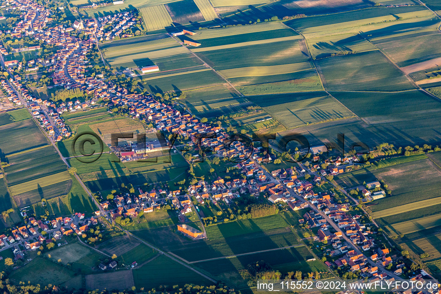 Schleithal in the state Bas-Rhin, France seen from above