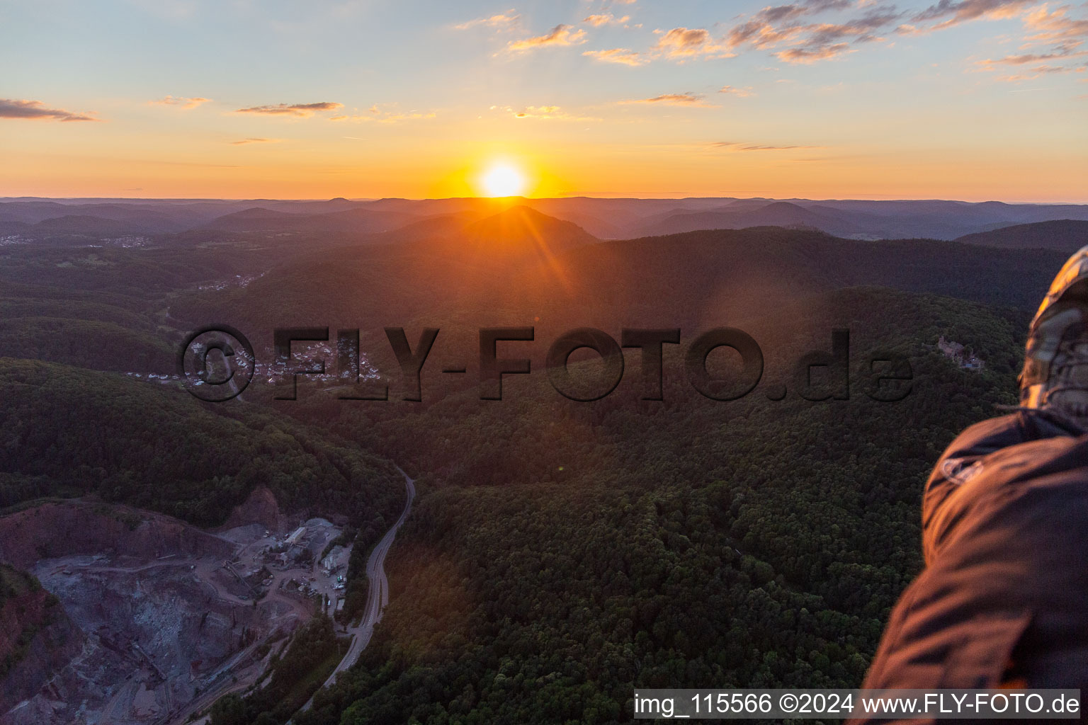 Sunset in the Kaiserbachtal in Waldhambach in the state Rhineland-Palatinate, Germany