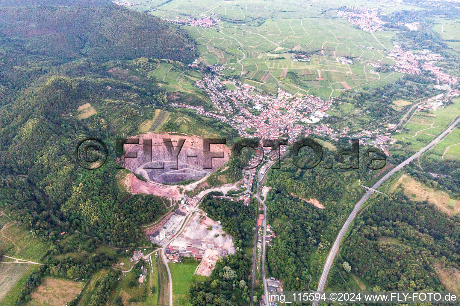 Basalt AG mine in Albersweiler in the state Rhineland-Palatinate, Germany