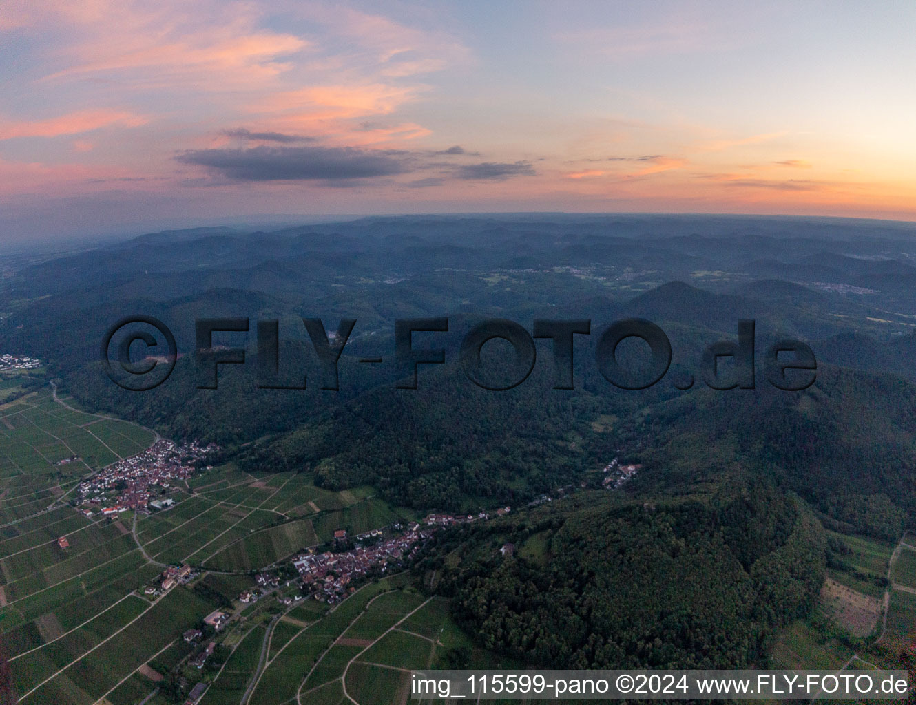 Leinsweiler in the state Rhineland-Palatinate, Germany from a drone