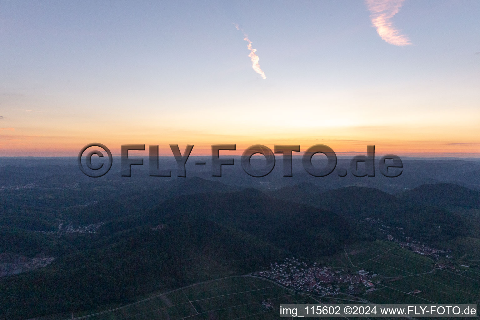 Drone recording of Eschbach in the state Rhineland-Palatinate, Germany