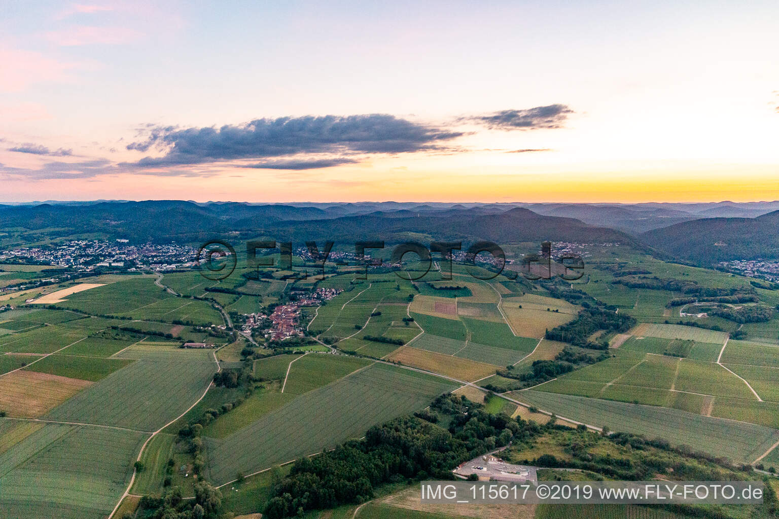 Niederhorbach in the state Rhineland-Palatinate, Germany seen from a drone