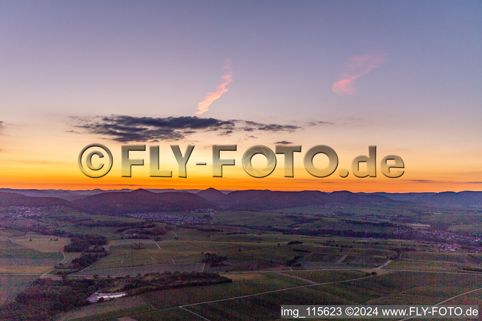 Drone recording of Klingenmünster in the state Rhineland-Palatinate, Germany