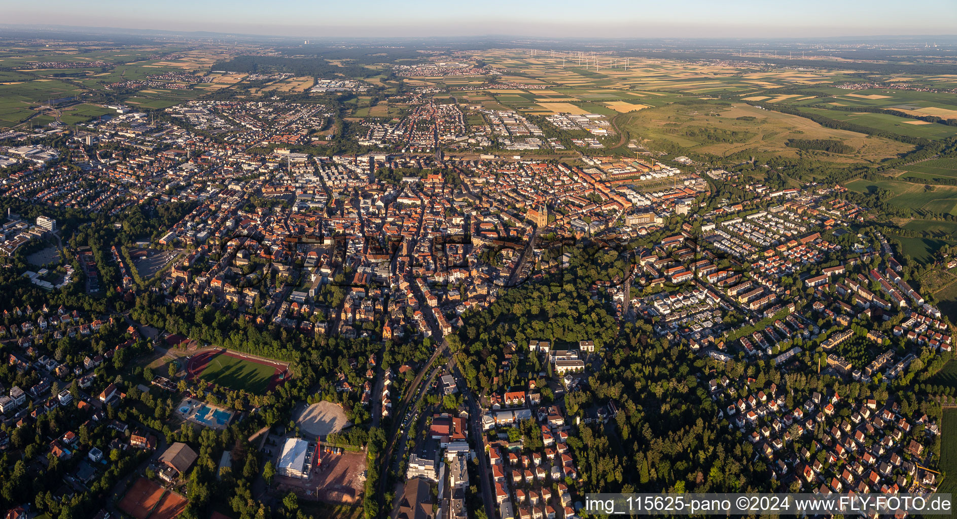 Landau in der Pfalz in the state Rhineland-Palatinate, Germany seen from a drone