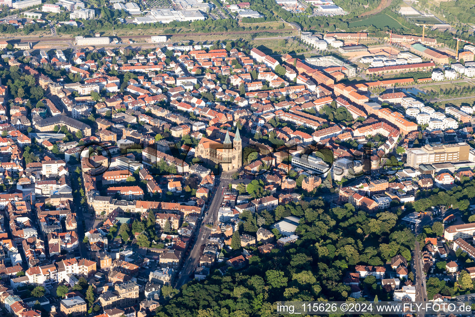 Aerial view of Landau in der Pfalz in the state Rhineland-Palatinate, Germany