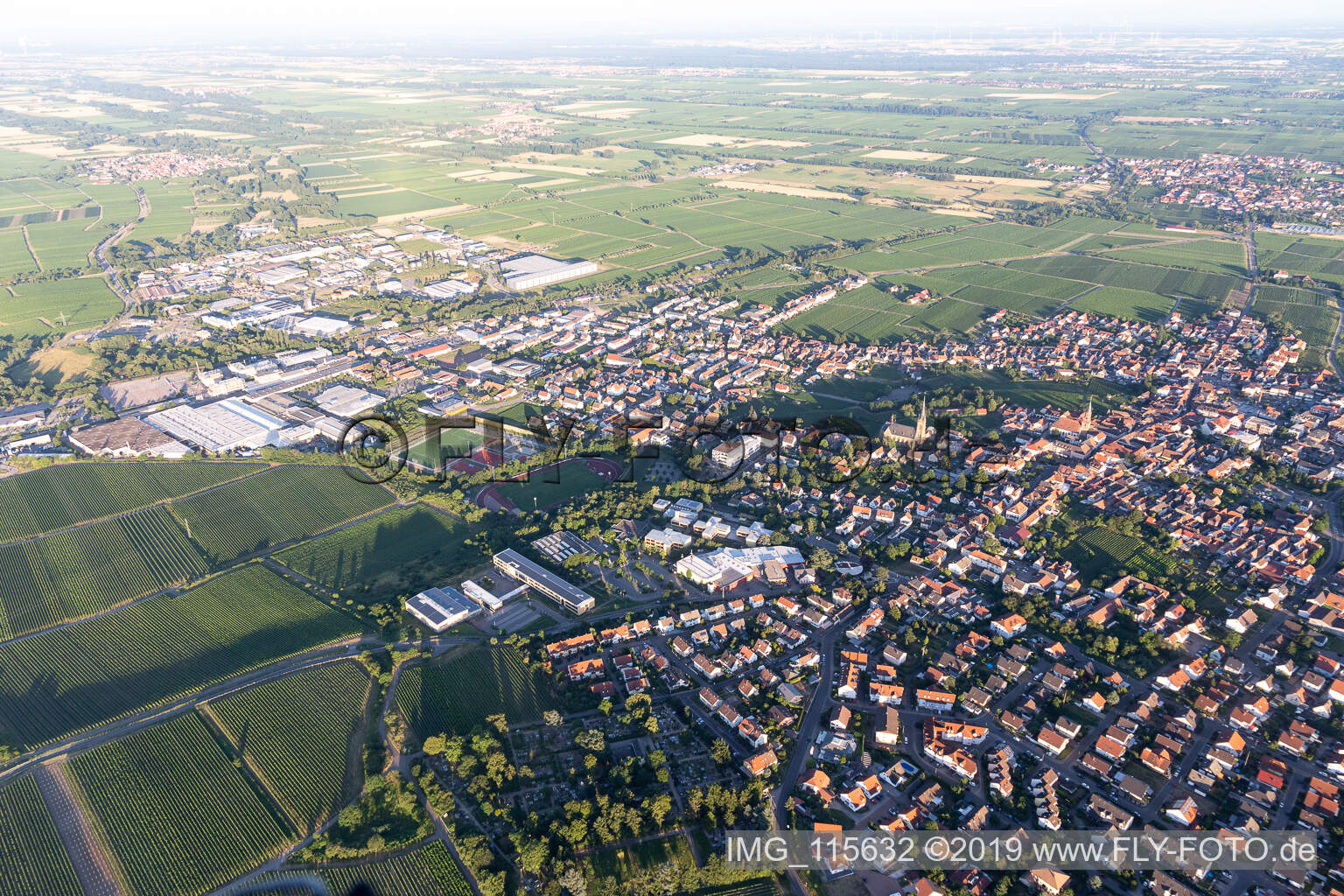 Edenkoben in the state Rhineland-Palatinate, Germany viewn from the air