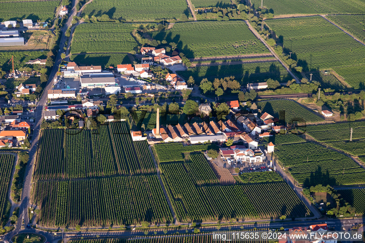 Kirrweiler in the state Rhineland-Palatinate, Germany from the plane