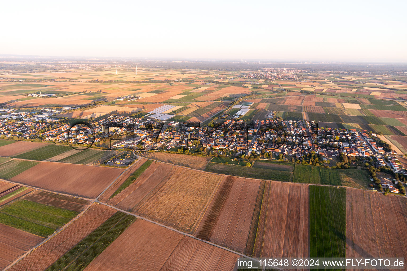 Hochdorf-Assenheim in the state Rhineland-Palatinate, Germany from above