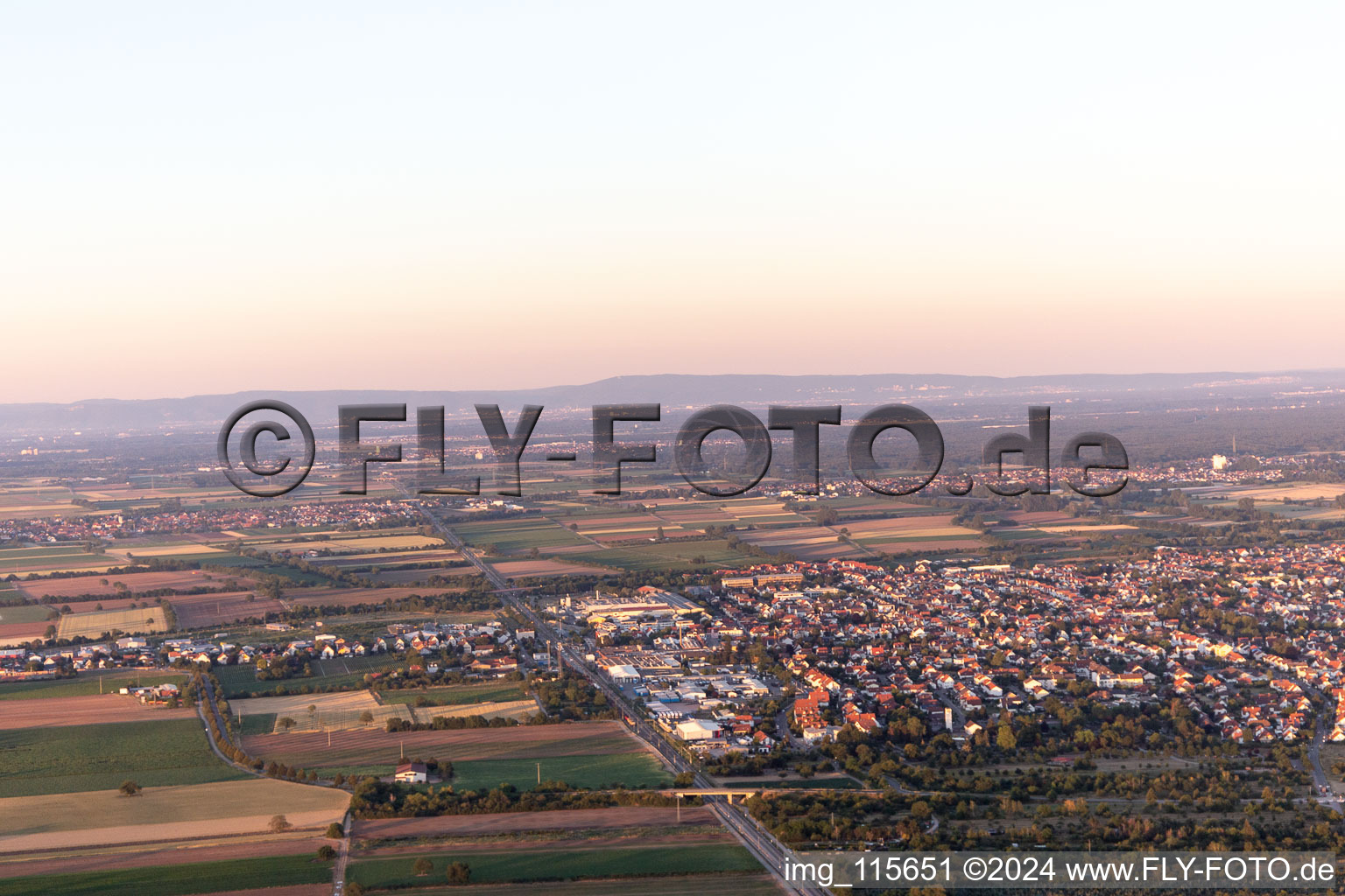 Drone image of Haßloch in the state Rhineland-Palatinate, Germany