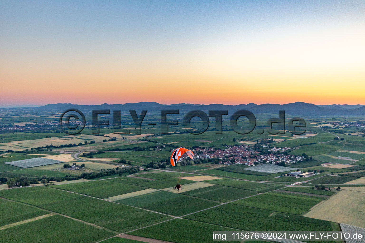 Bird's eye view of Impflingen in the state Rhineland-Palatinate, Germany