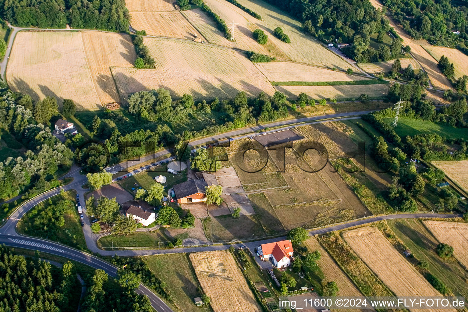 Reithof Trab eV therapeutic riding on Lake Constance in the district Wollmatingen in Konstanz in the state Baden-Wuerttemberg, Germany from above