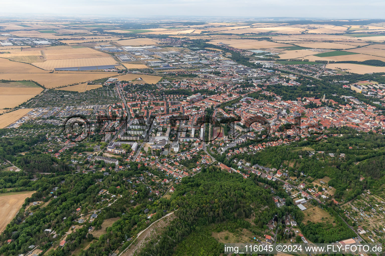 City area with outside districts and inner city area in Arnstadt in the state Thuringia, Germany