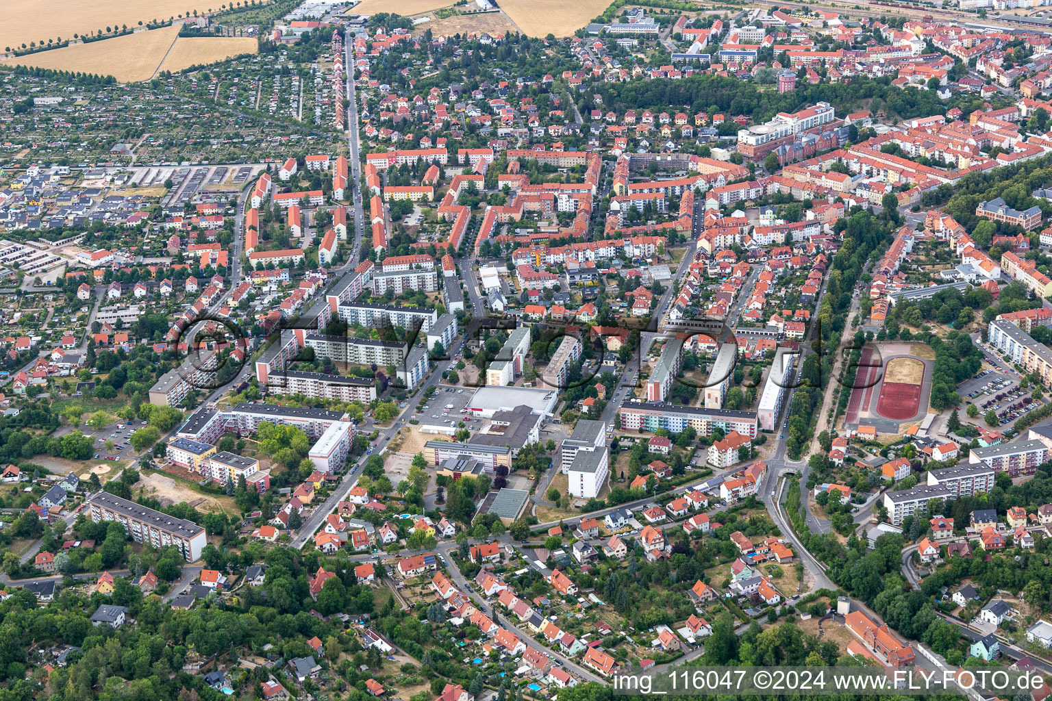 Aerial view of Arnstadt in the state Thuringia, Germany