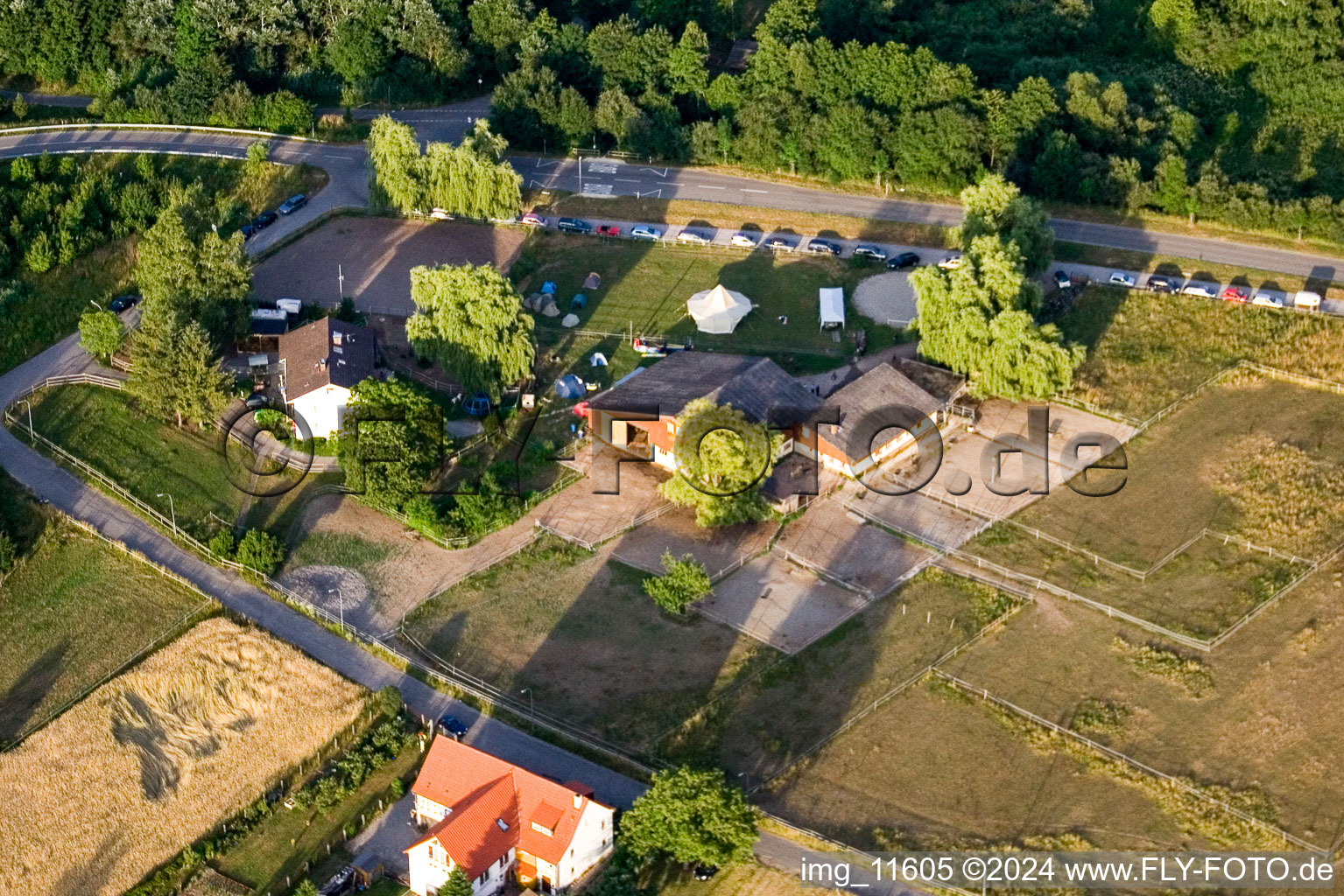 Reithof Trab eV therapeutic riding on Lake Constance in the district Wollmatingen in Konstanz in the state Baden-Wuerttemberg, Germany out of the air