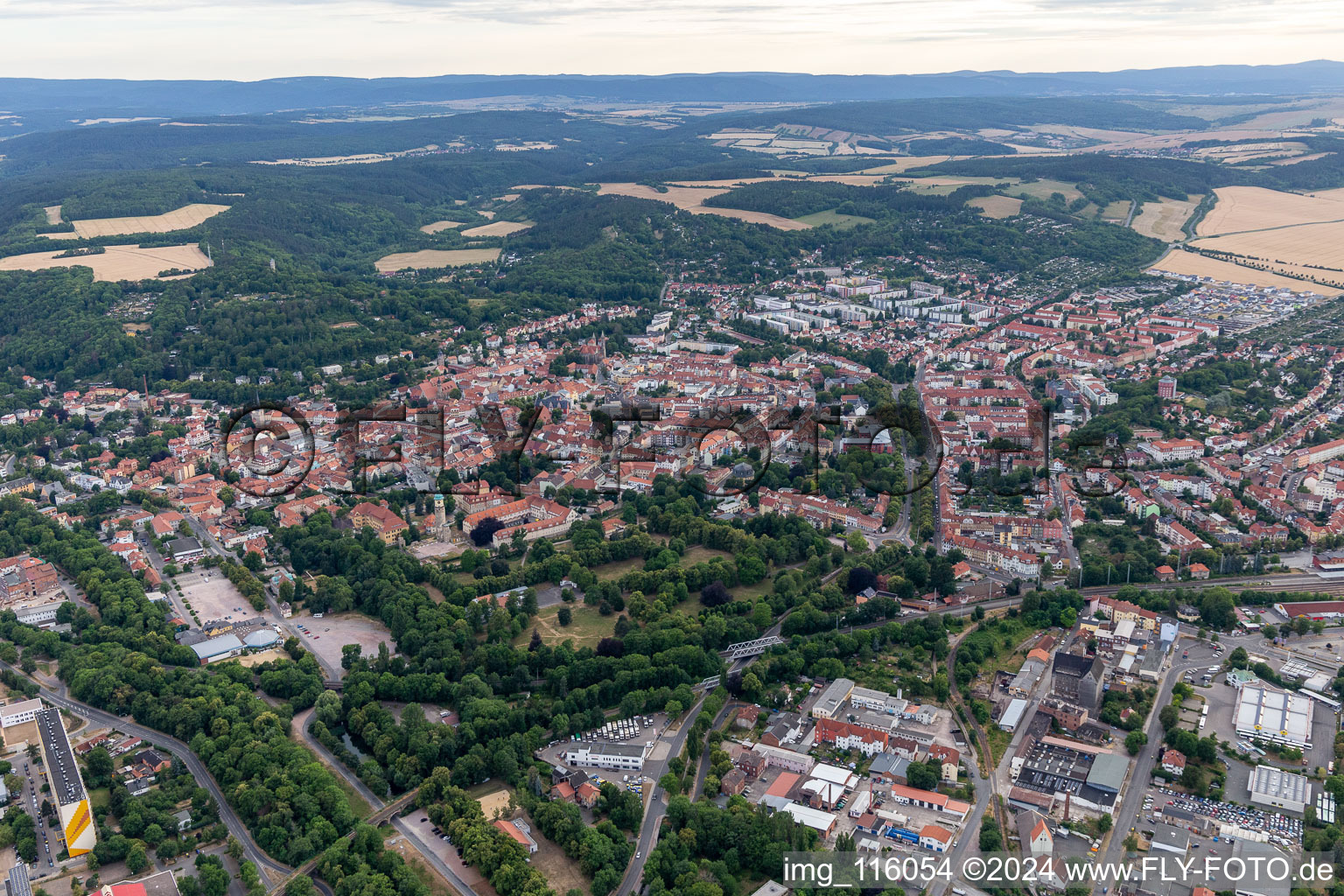 Arnstadt in the state Thuringia, Germany seen from above