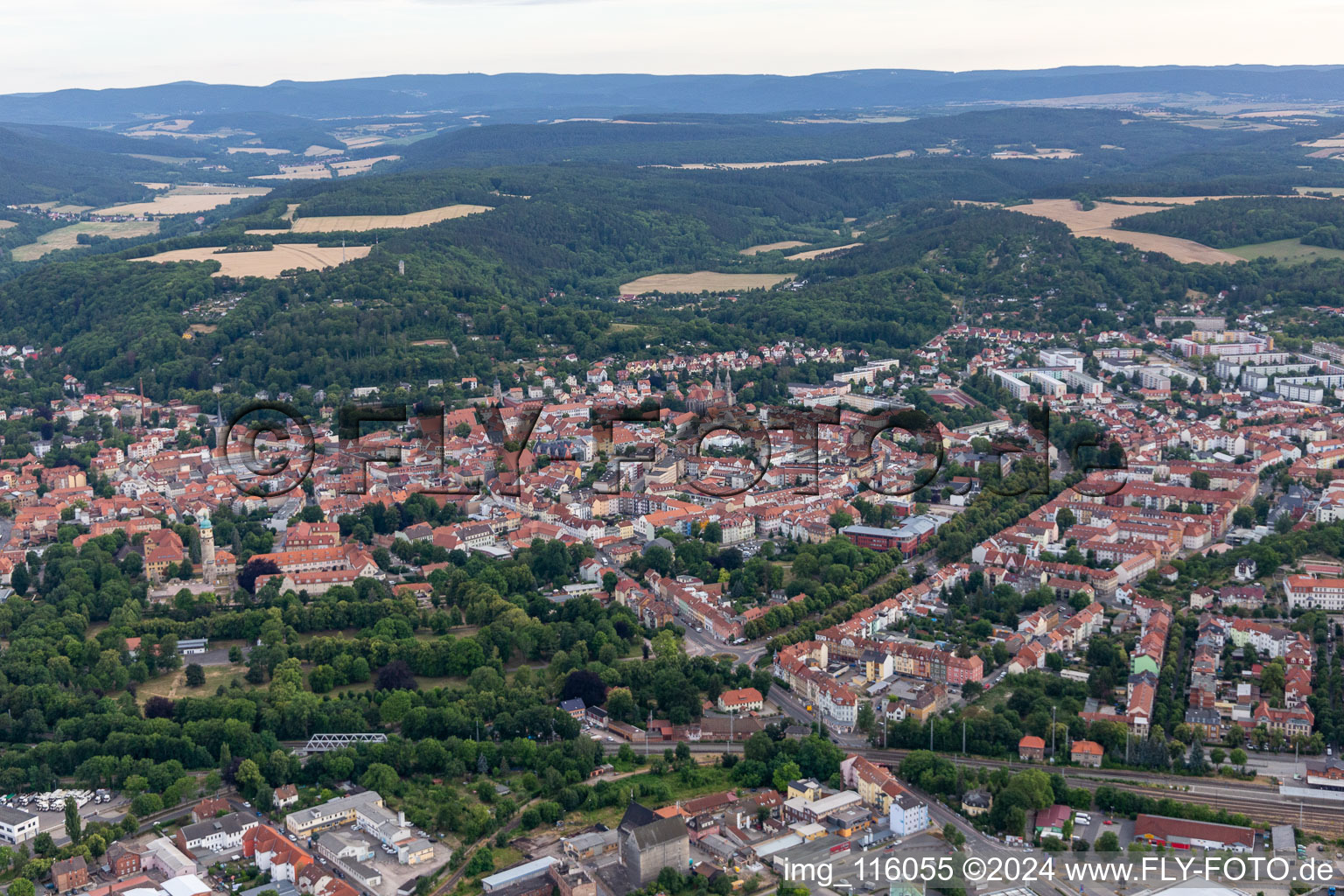 Arnstadt in the state Thuringia, Germany from the plane