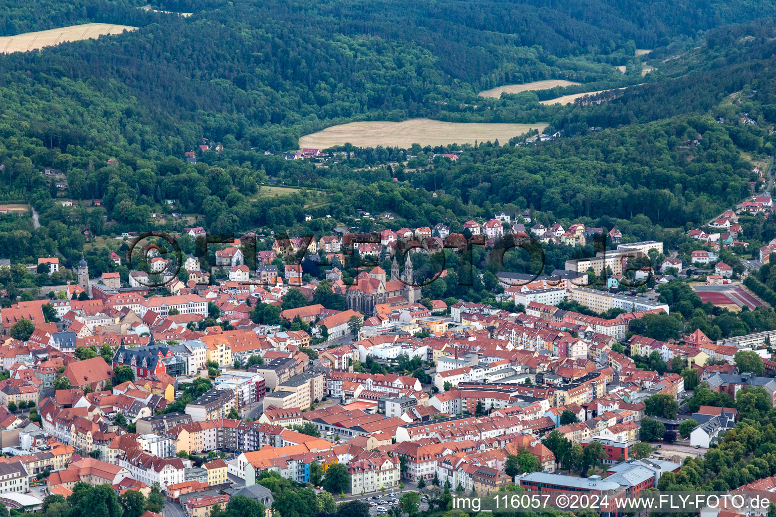 Arnstadt in the state Thuringia, Germany viewn from the air