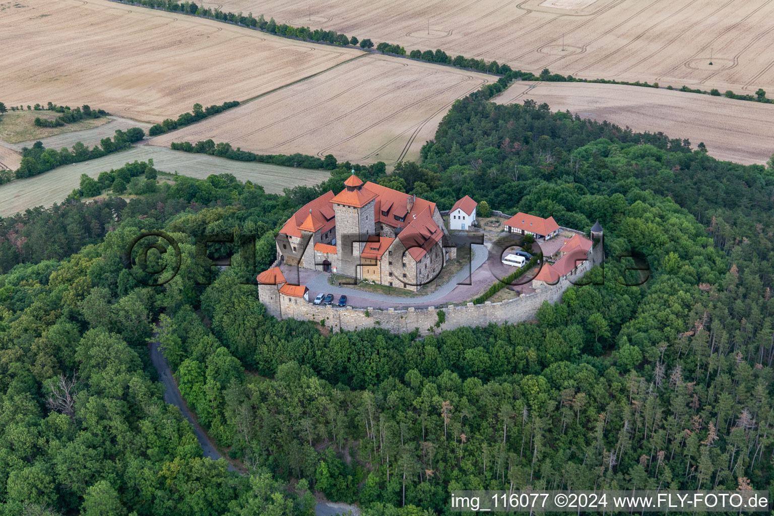 Oblique view of Wachsenburg Castle in Amt Wachsenburg in the state Thuringia, Germany