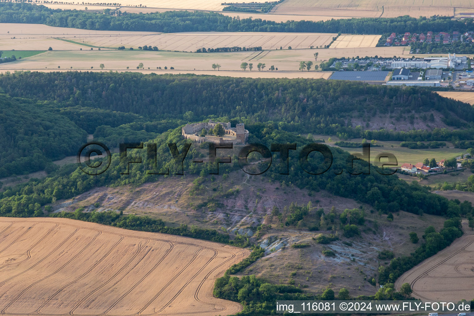 Aerial view of Gleichen Castle in Drei Gleichen in the state Thuringia, Germany