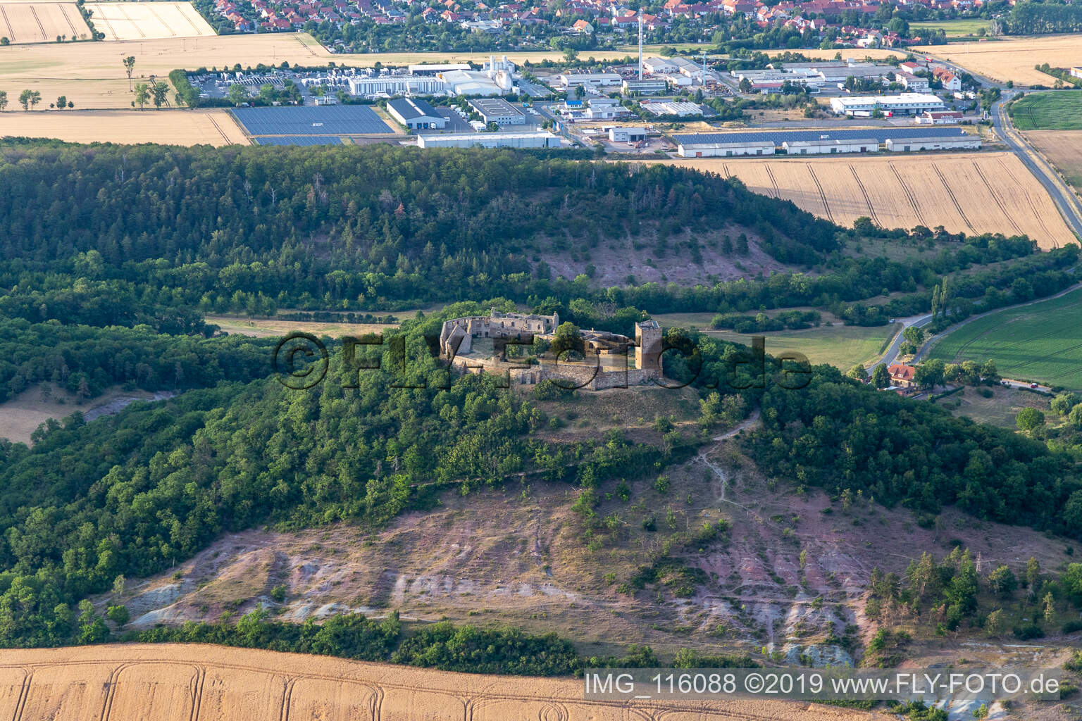 Aerial photograpy of Gleichen Castle in Drei Gleichen in the state Thuringia, Germany