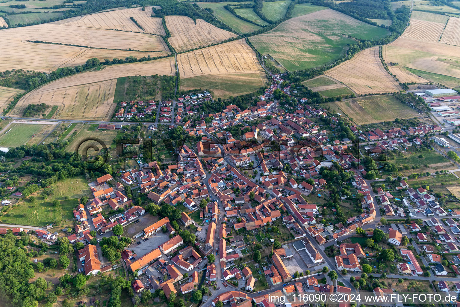 Aerial view of District Mühlberg in Drei Gleichen in the state Thuringia, Germany