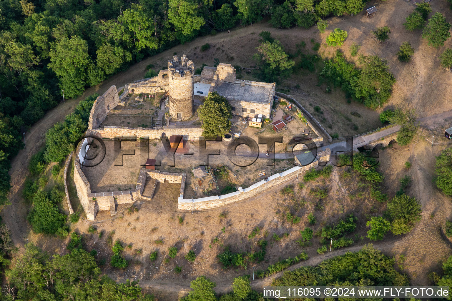 Oblique view of Mühlburg in the district Mühlberg in Drei Gleichen in the state Thuringia, Germany