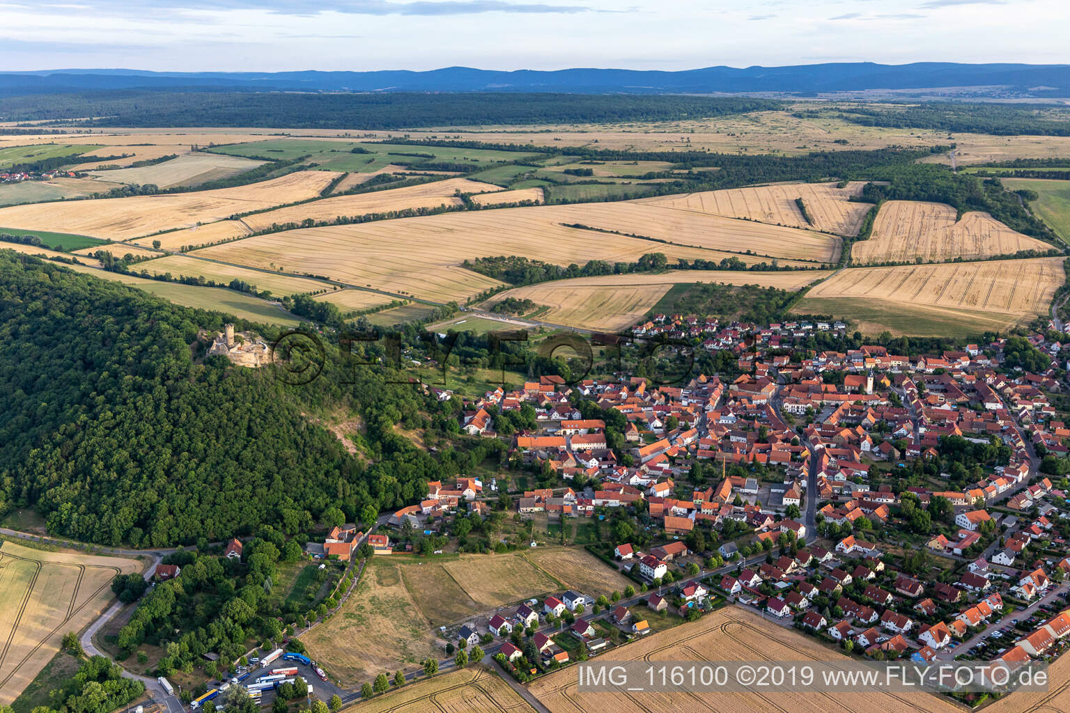 Aerial view of Drei Gleichen in the state Thuringia, Germany