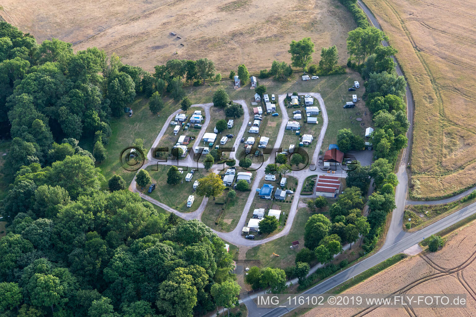 Camping Drei Gleichen in the district Mühlberg in Drei Gleichen in the state Thuringia, Germany from above